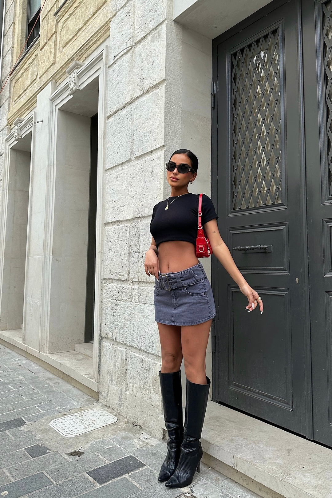 Buckle Micro Mini Skirt