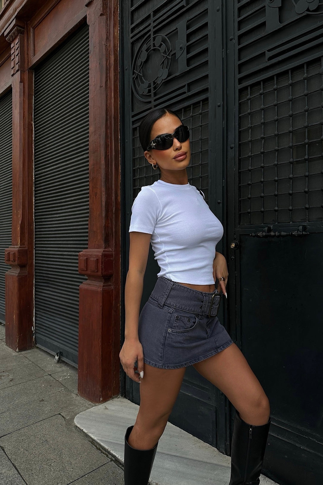 Basic Ribbed Short Sleeve T-Shirt