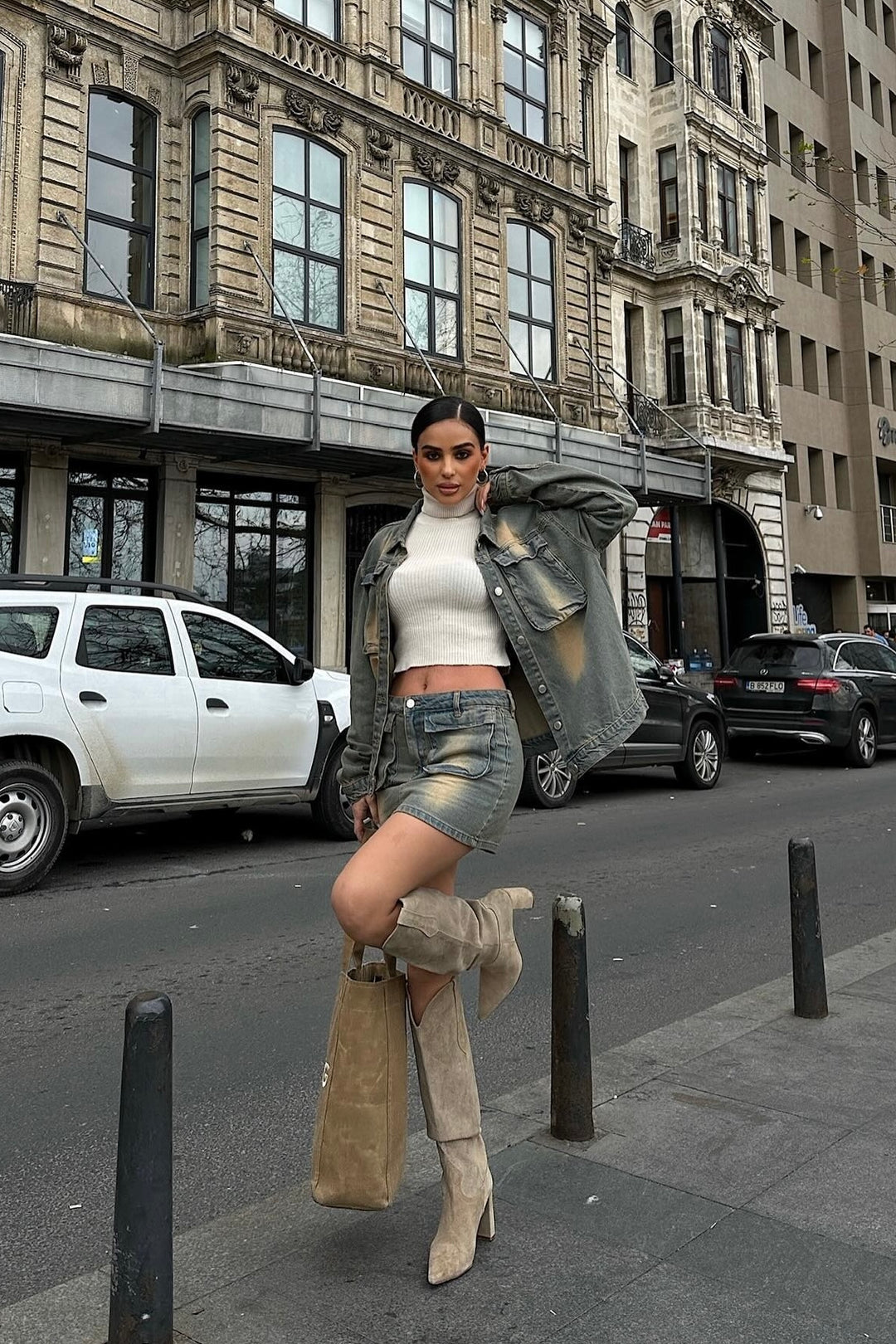 Cargo Mini Denim Skirt