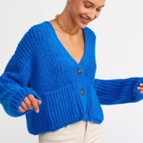 V Neck Cropped Cardigan