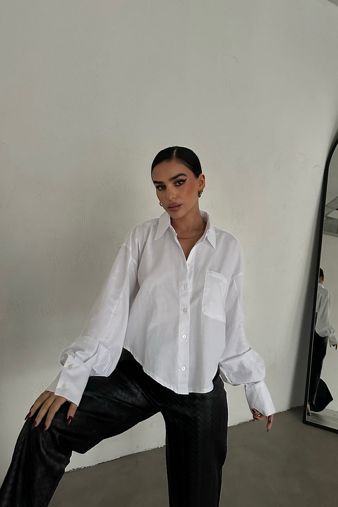 Poplin Cropped Back Detail Shirt