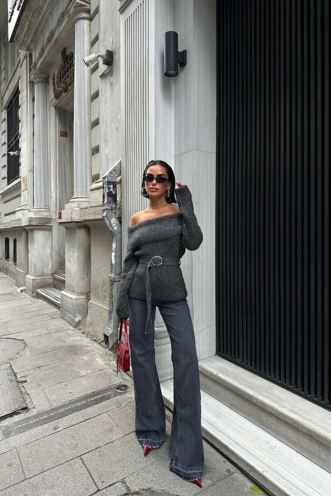 Raw Hem High-Waist Flared Jeans