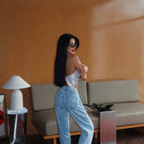 Snap Clip Embellished Jean Light Blue