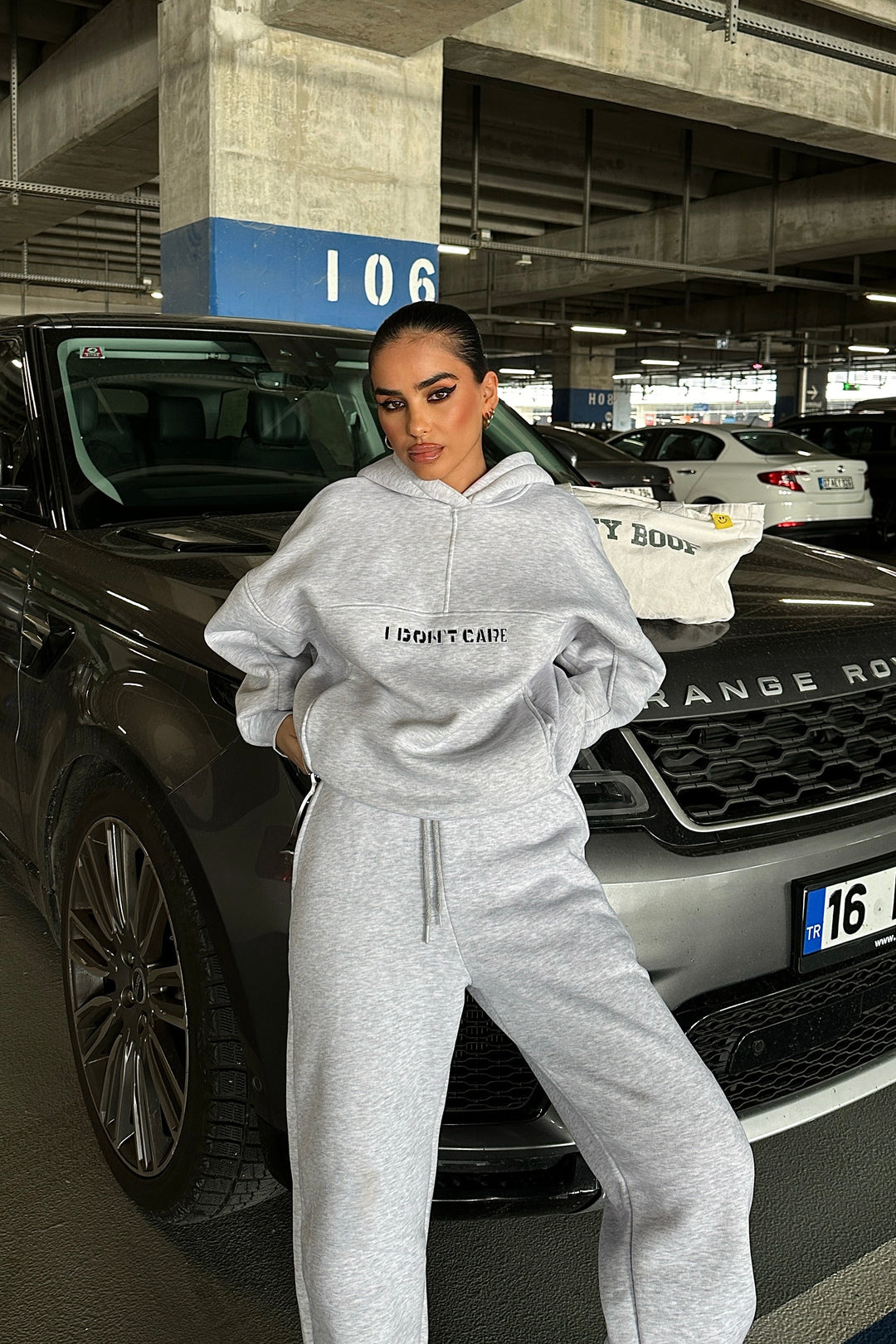 I Don't Care Sweat Set Gray