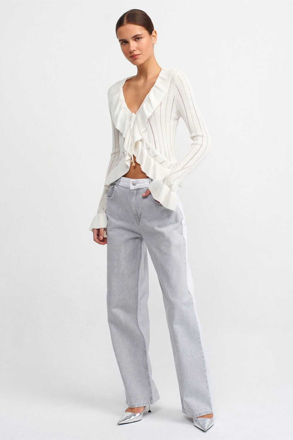 Ruffle Front Tie Cardigan