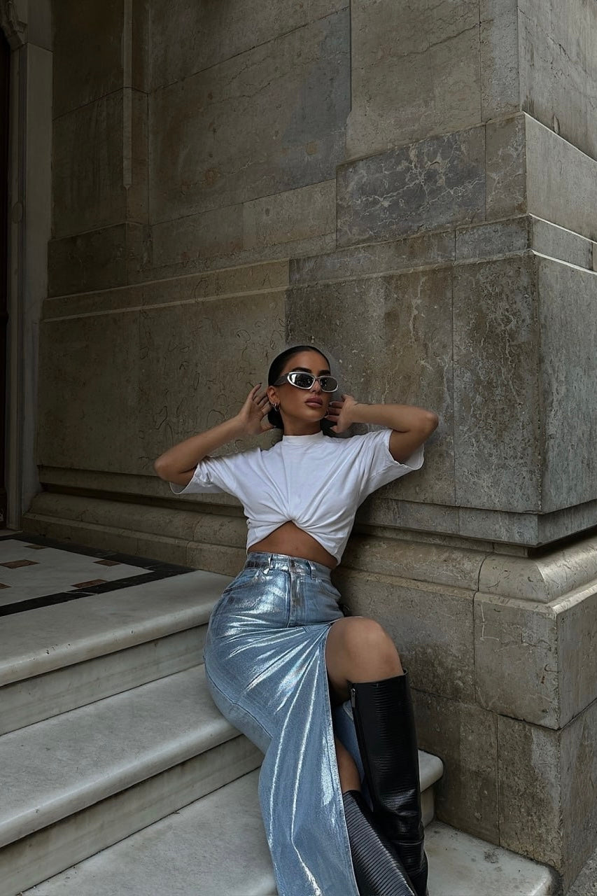 Polished Jean Skirt