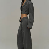 Cross Button Pants & Blazer Set