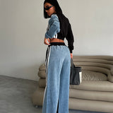 Denim-Sweat Combo Set