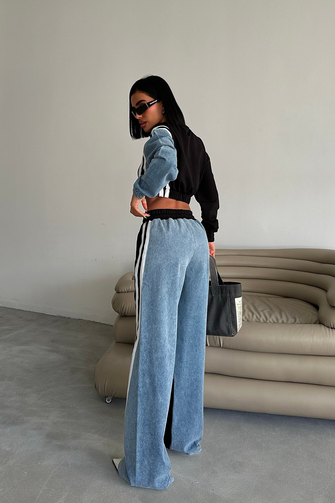 Denim-Sweat Combo Set