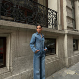 Blue Denim Button Up Jumpsuit