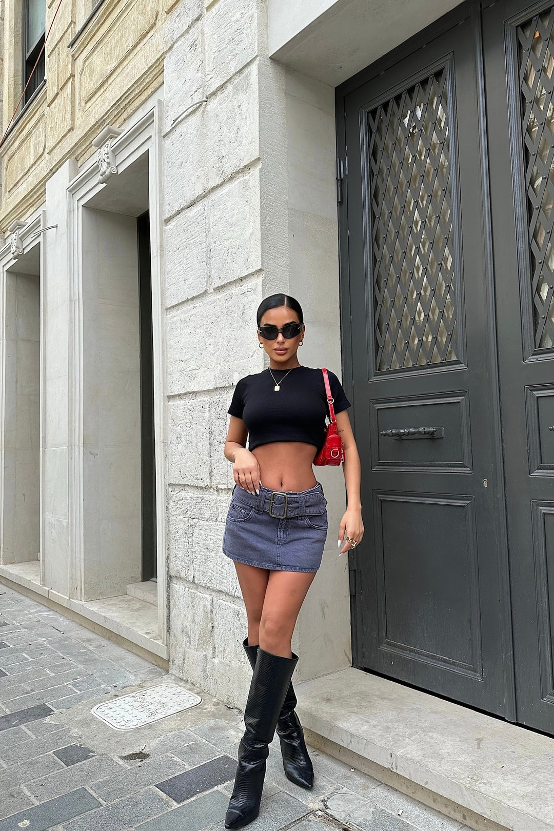 Buckle Micro Mini Skirt