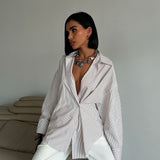 Crossed-Button Oversized Shirt