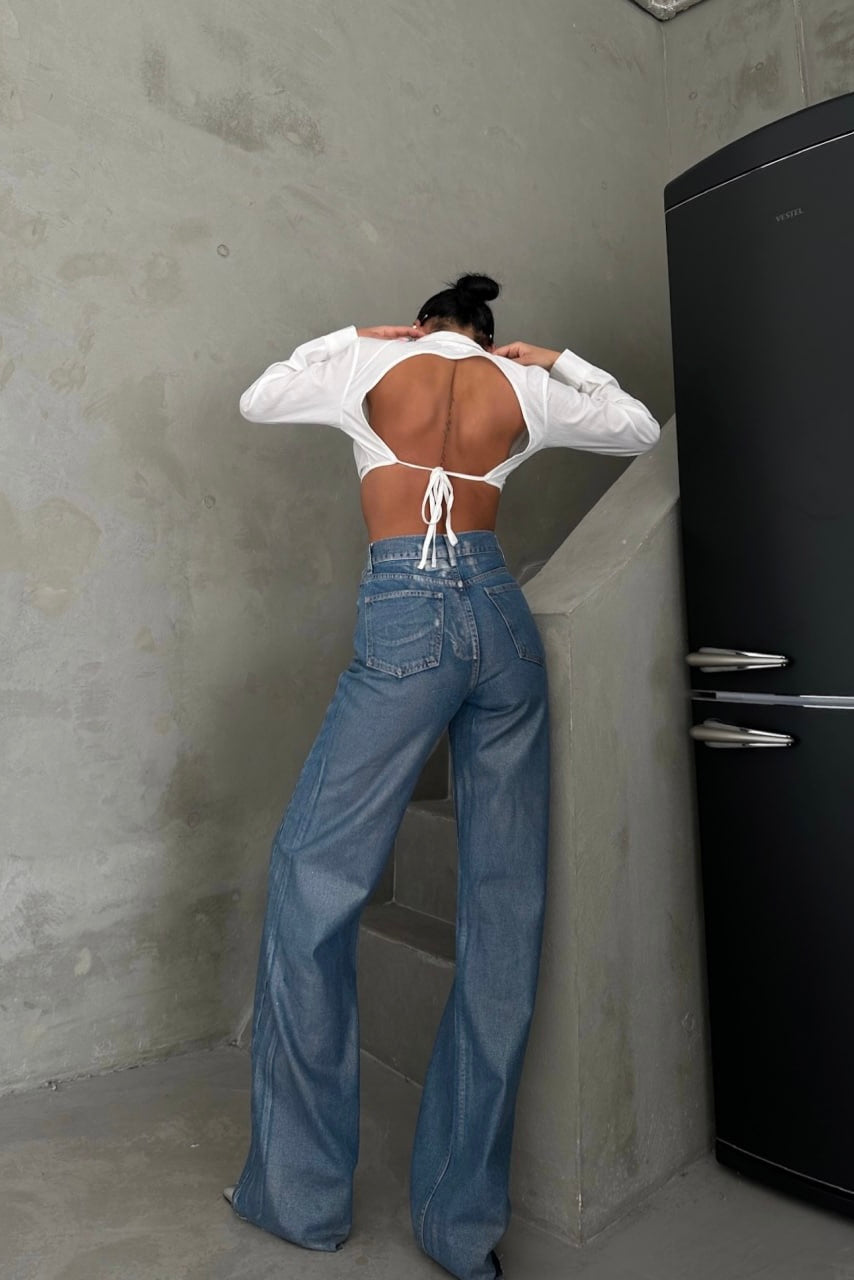 Metallic Wash Blue Jeans