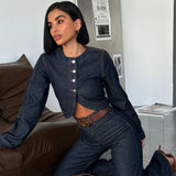 Dark Wash Denim Two-Piece Set