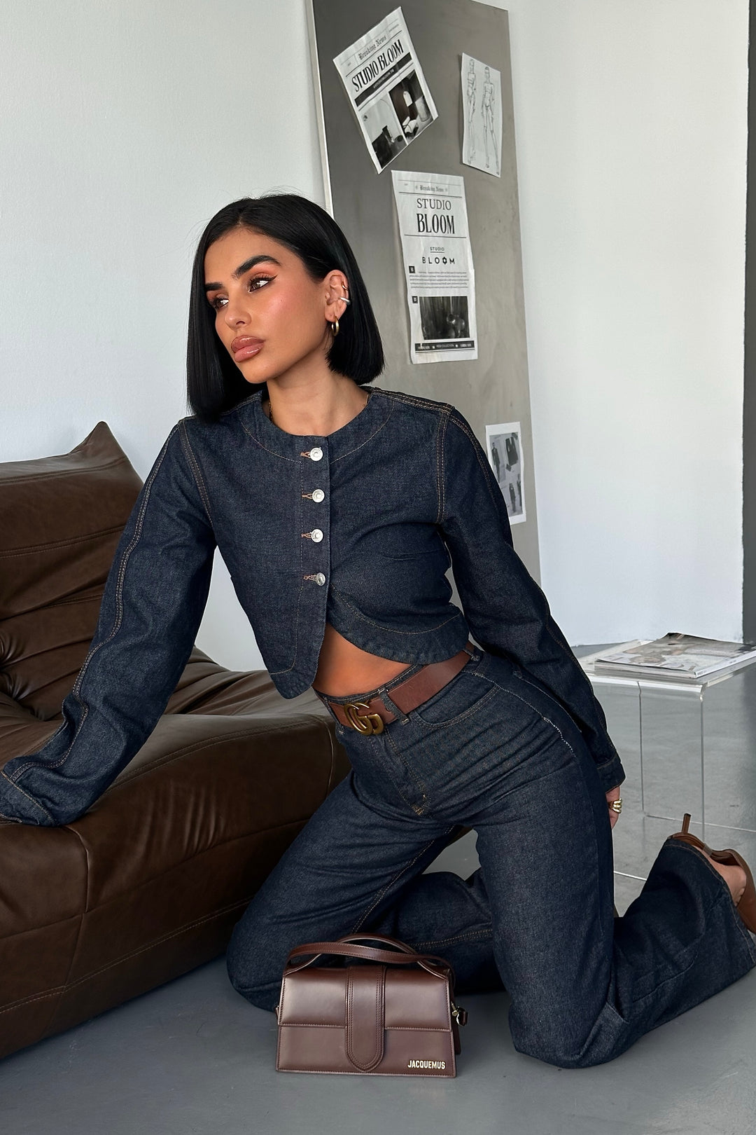 Dark Wash Denim Two-Piece Set