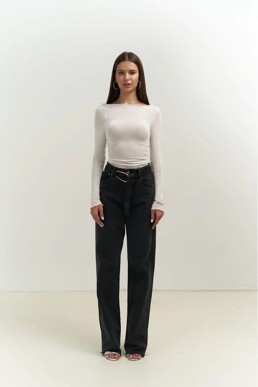 Sabrina Neckline See-Through Top