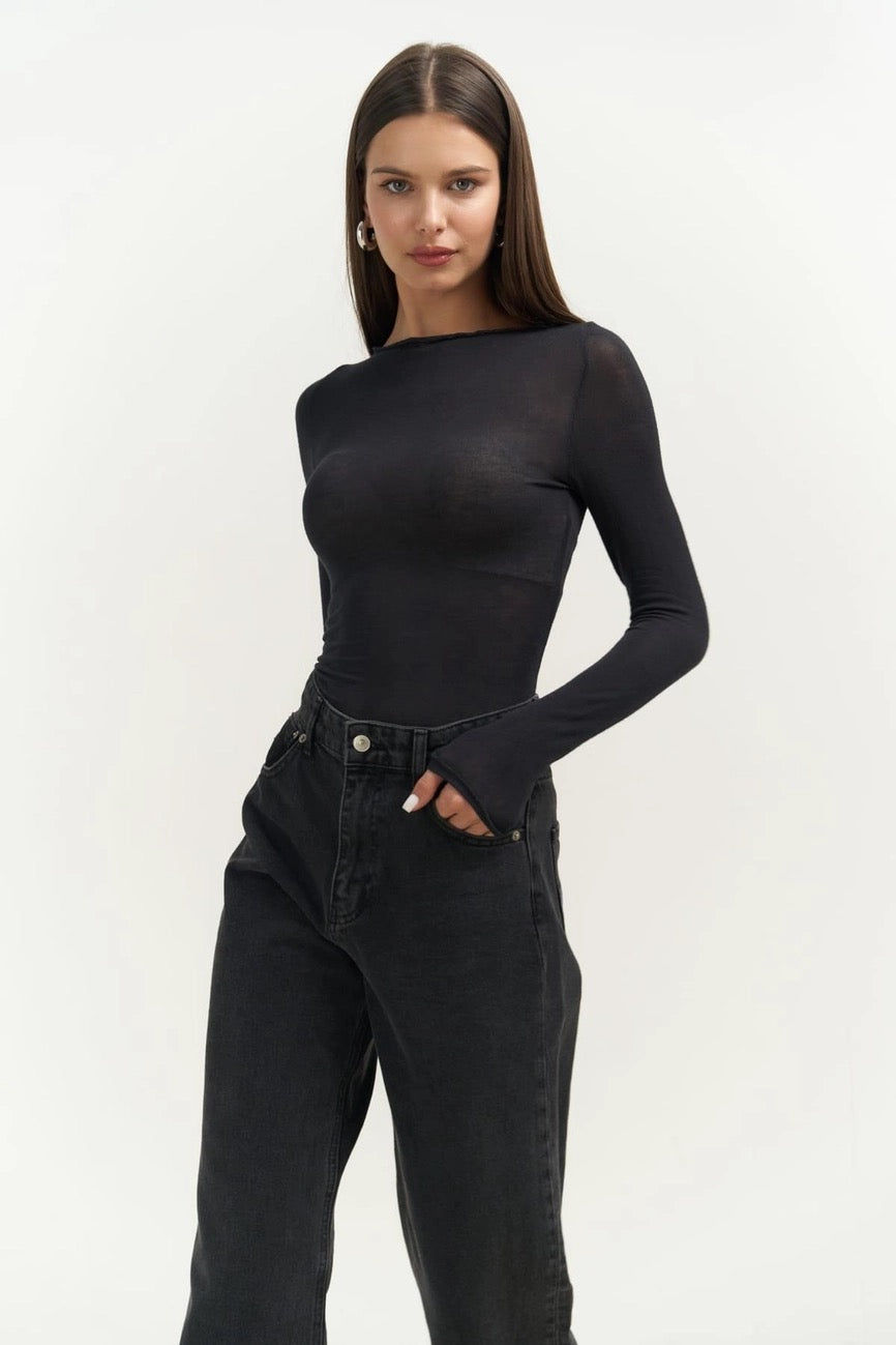 Sabrina Neckline See-Through Top