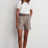 Double Belt Pleated Shorts