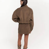 Oversize Brown Jacket Skirt Suit