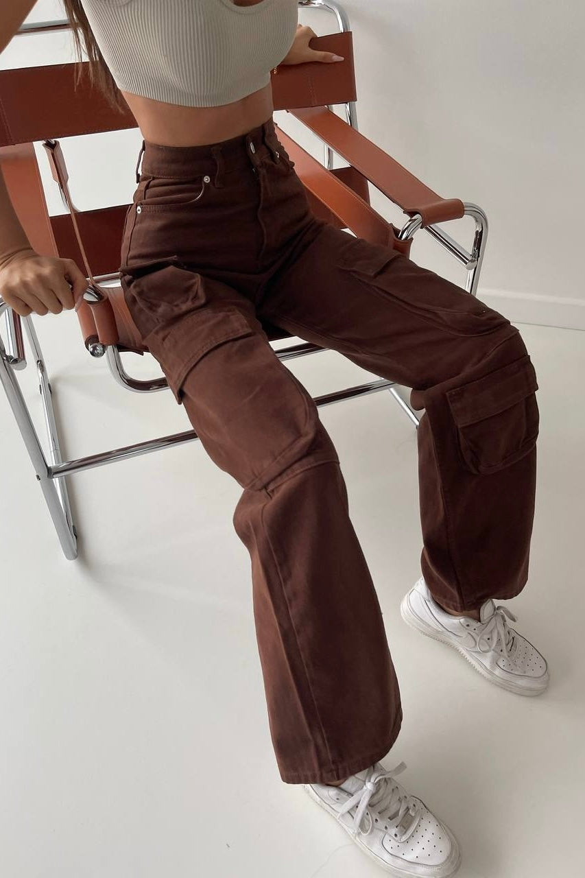 Pockets Cargo Jeans In Neutrals