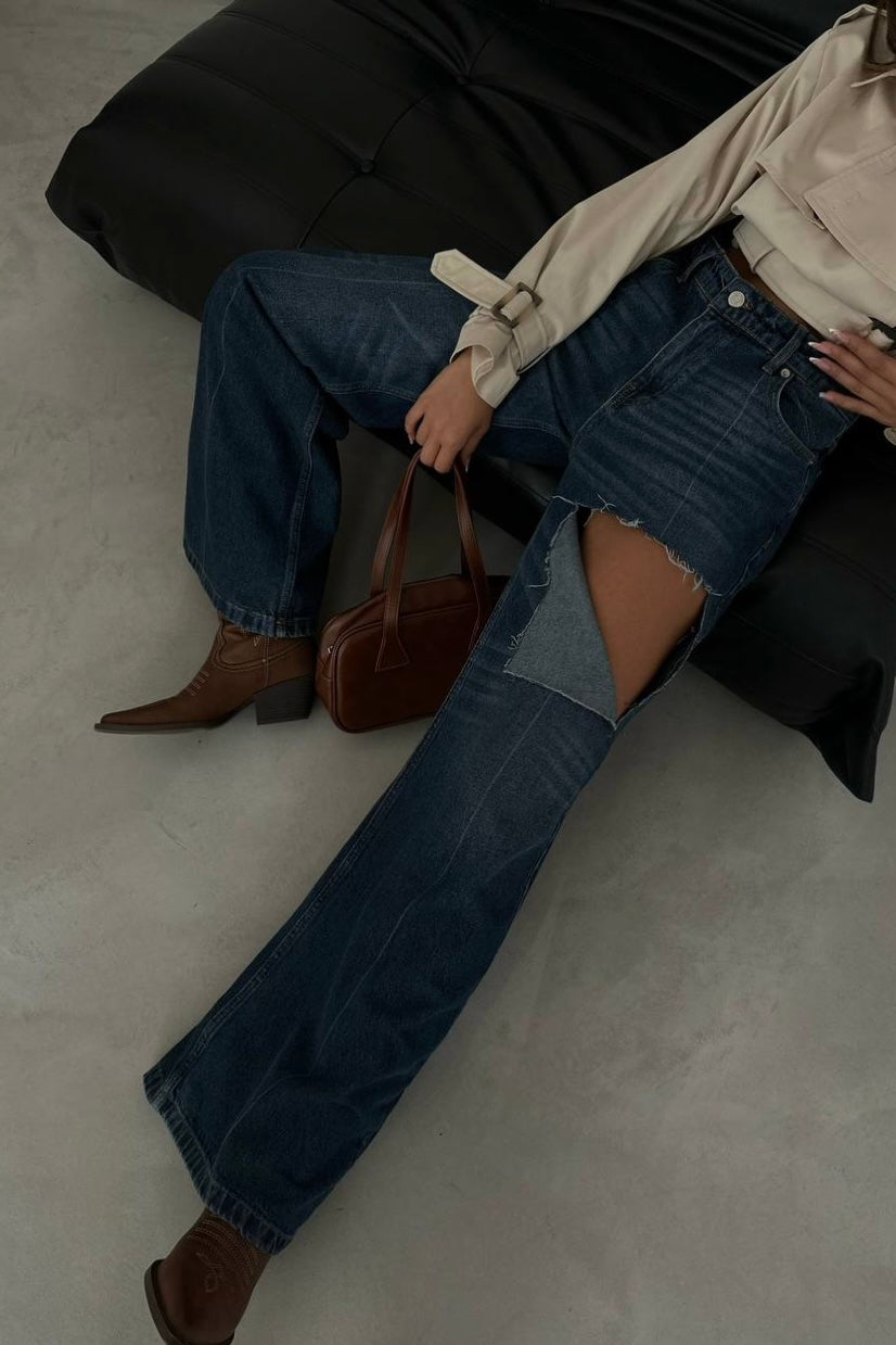 Patch Cut Flared Jeans