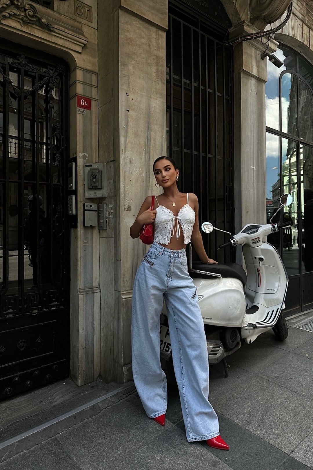 Side Zipper Baggy Jeans