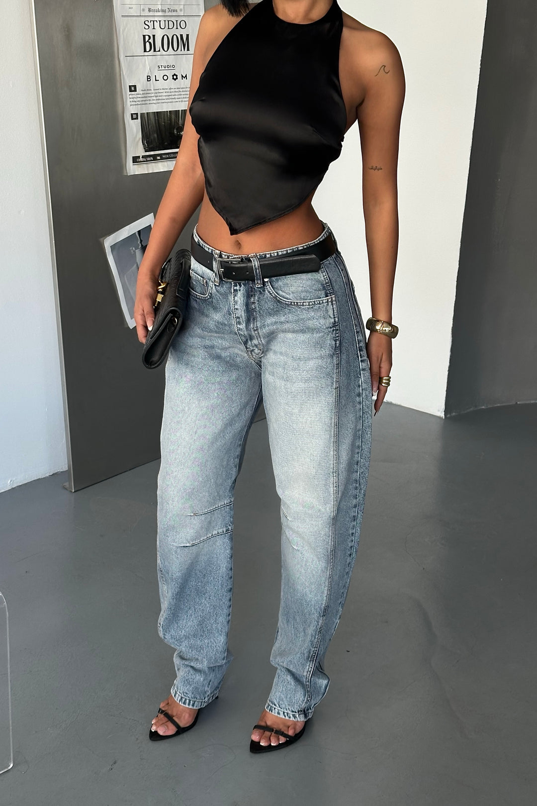 Washed Taper Barrel Jeans