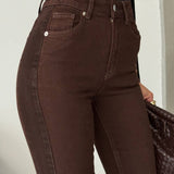 Contrast Seam Slim Flare Jeans