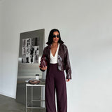 Plum Pleated Palazzo Pants