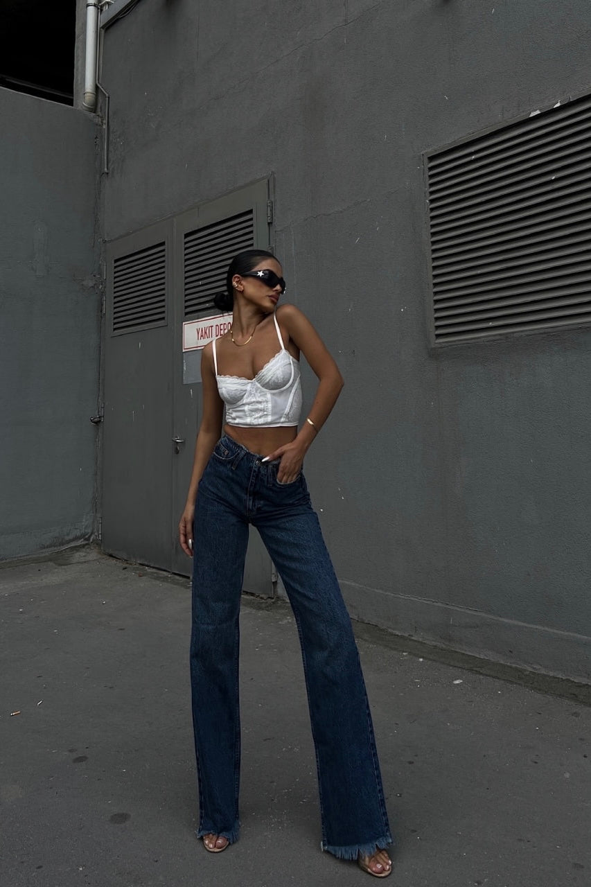 Tassel Waist And Hem Wide Jeans