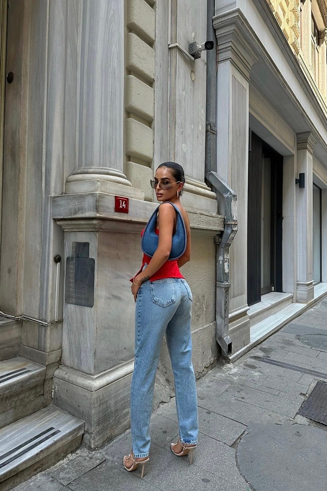 Slit Hem Mom Jeans