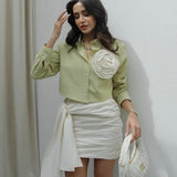 Tie Around Mini Ruched Skirt