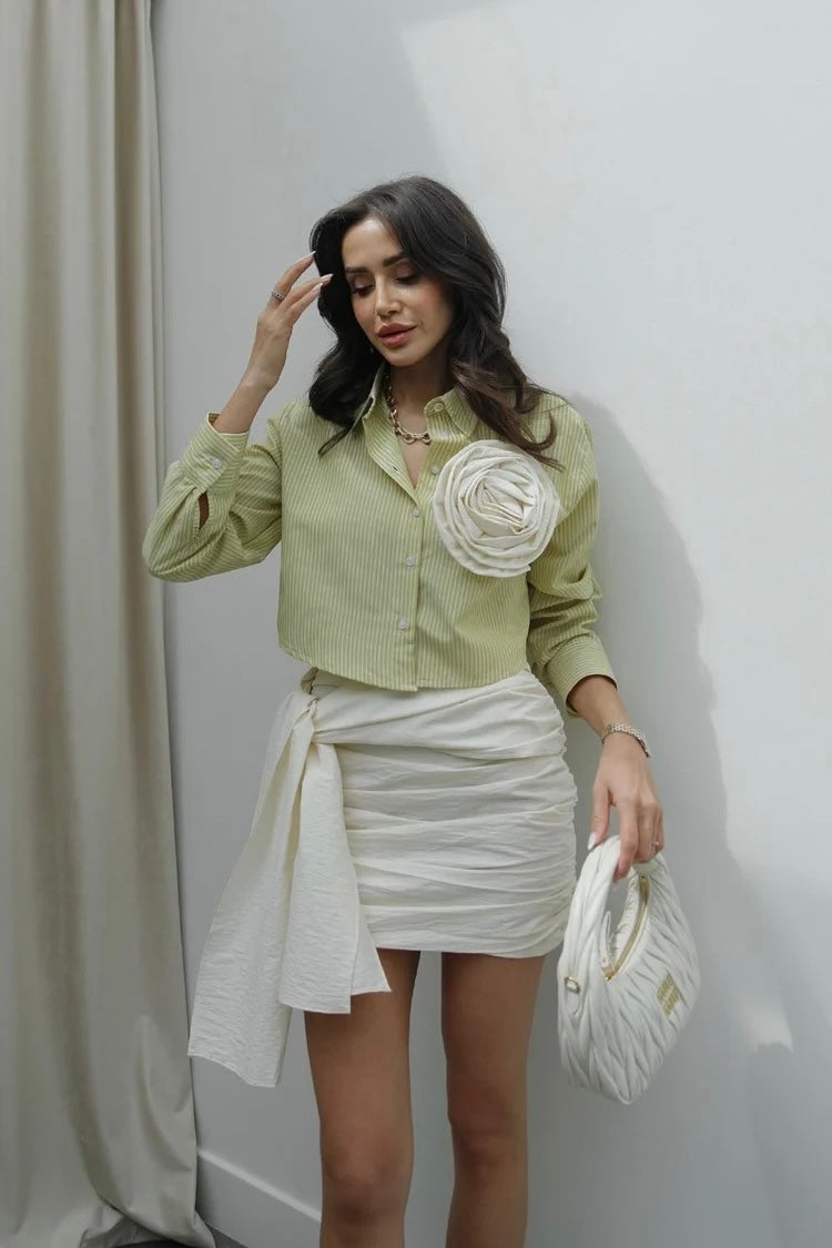 Tie Around Mini Ruched Skirt