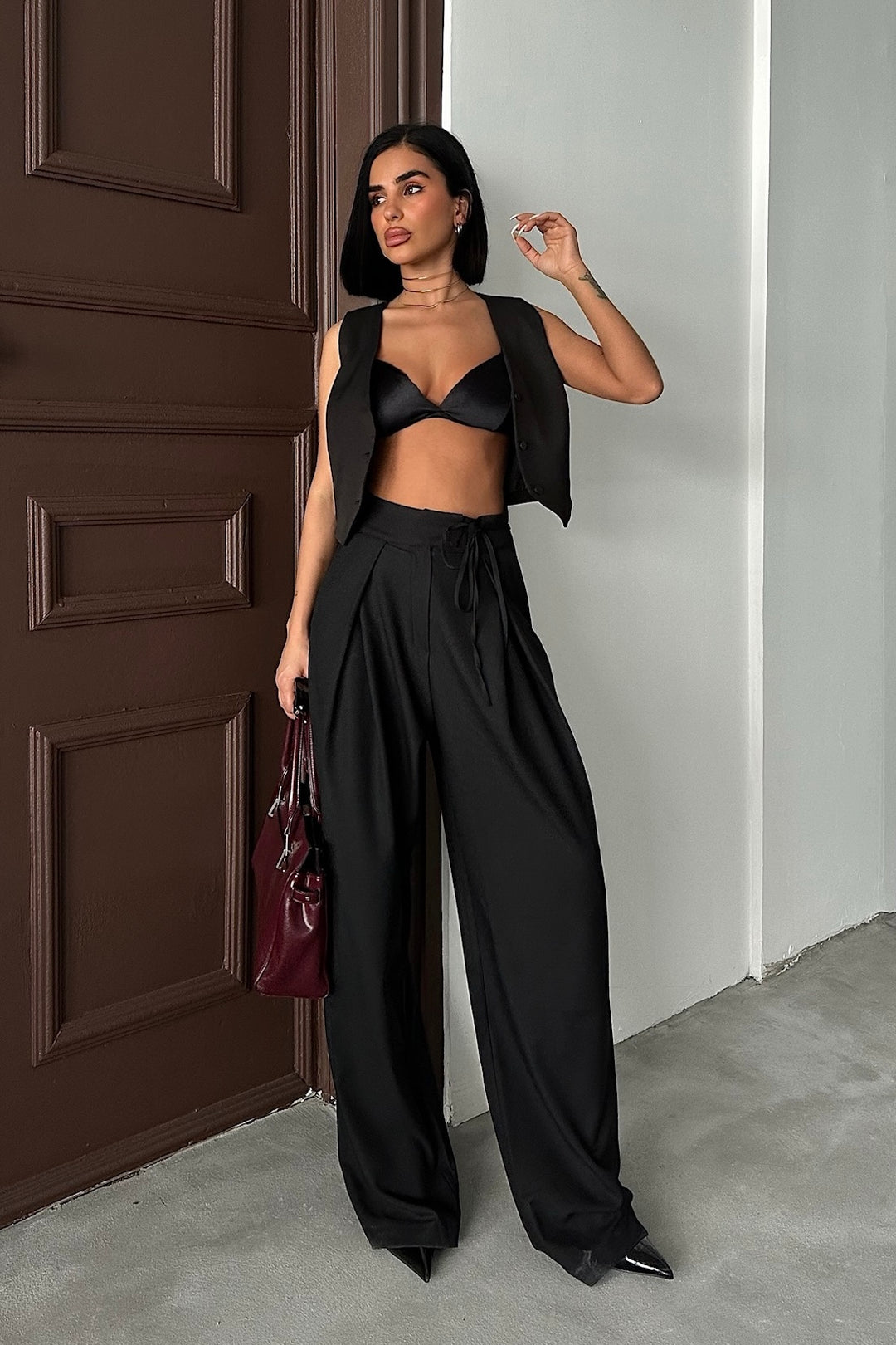 Wide Legs Pleated Pants In Colors