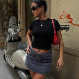 Basic Ribbed Short Sleeve T-Shirt