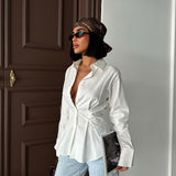 Pleated Waist Button-Up Shirt