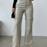 Detachable Faux Leather Pants