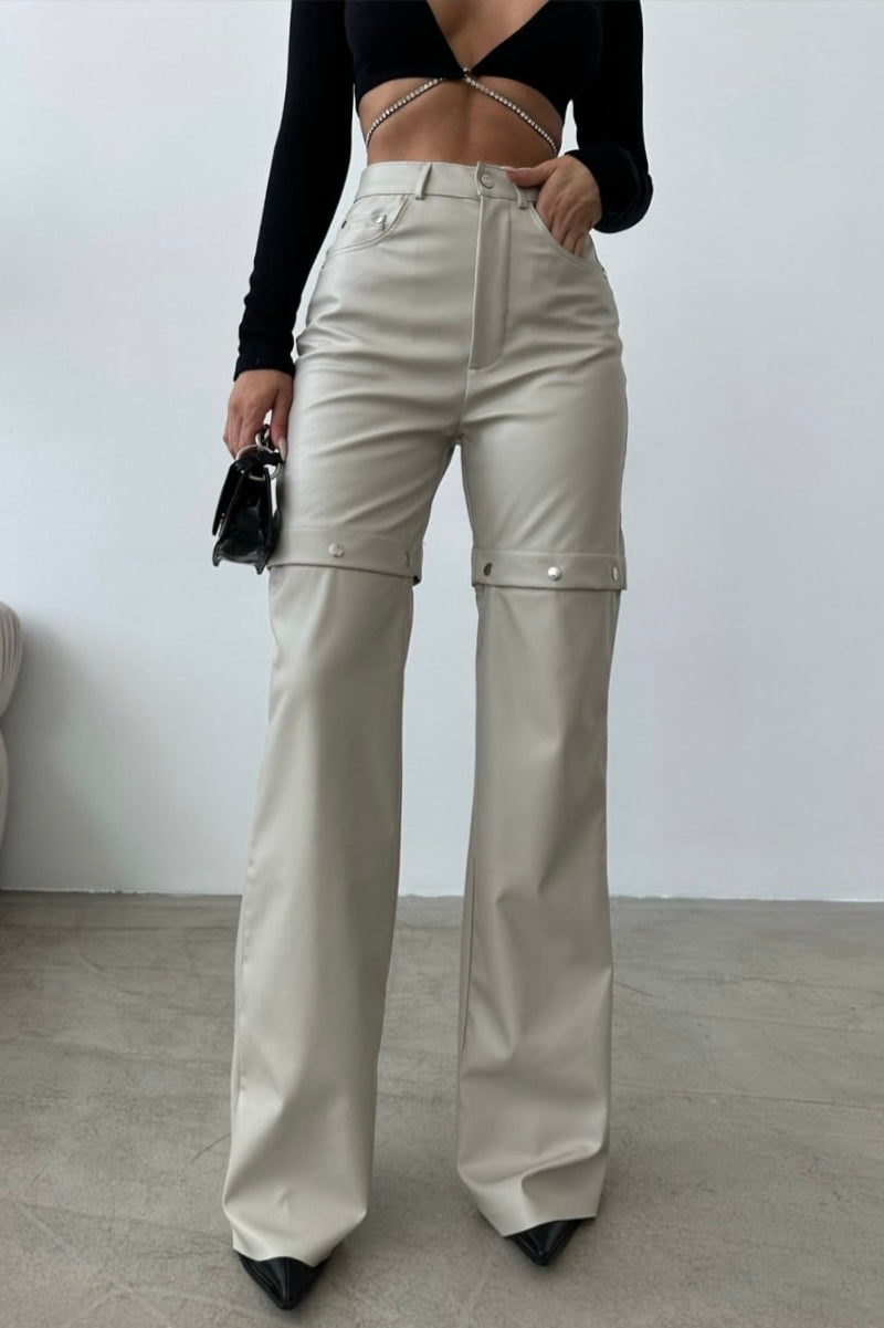 Detachable Faux Leather Pants