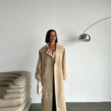 Sand Suede Belted Coat