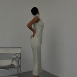 Ribbed Sleeveless Maxi Dress - Ivory