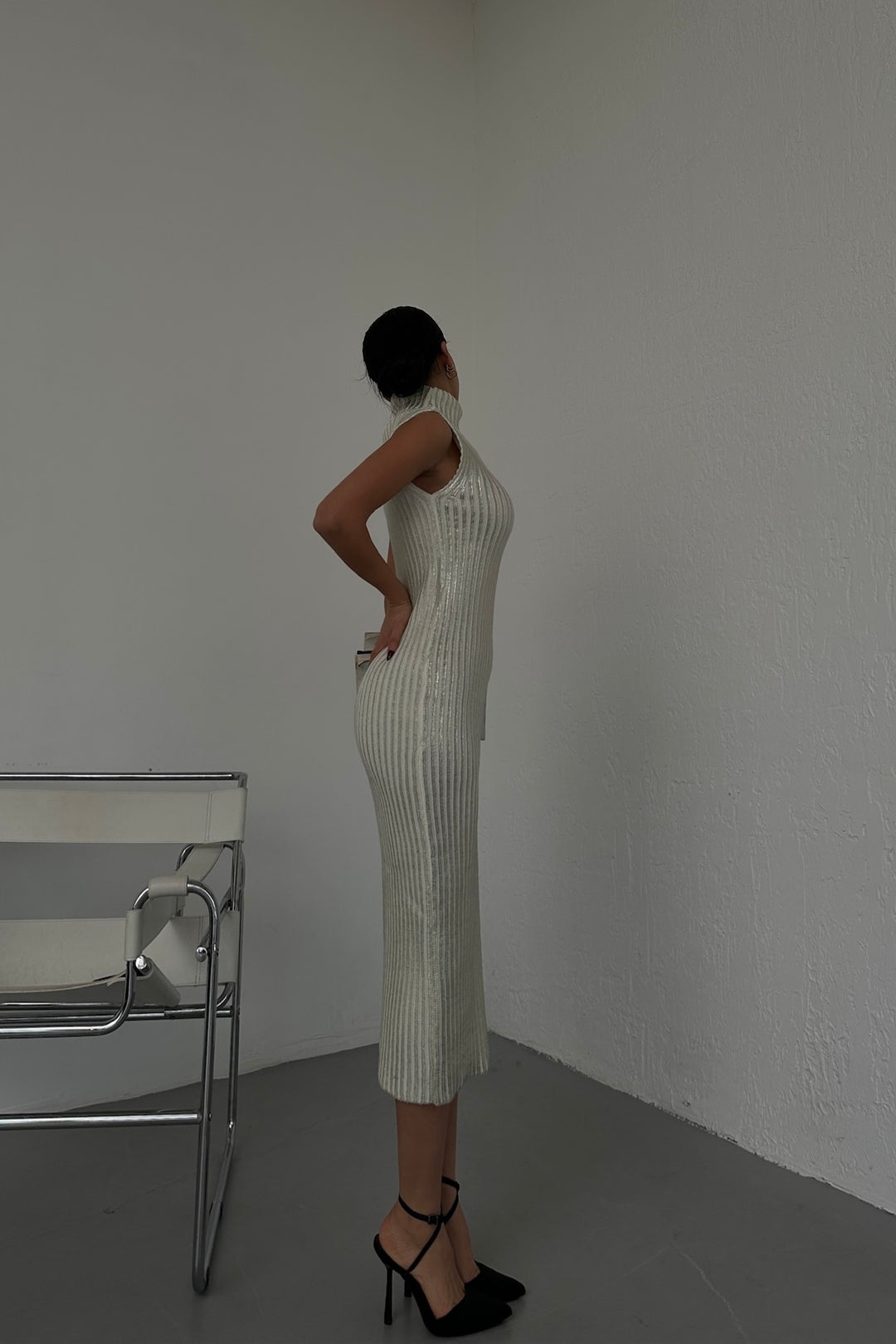 Ribbed Sleeveless Maxi Dress - Ivory