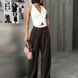 Pleated Wide-Leg Trousers