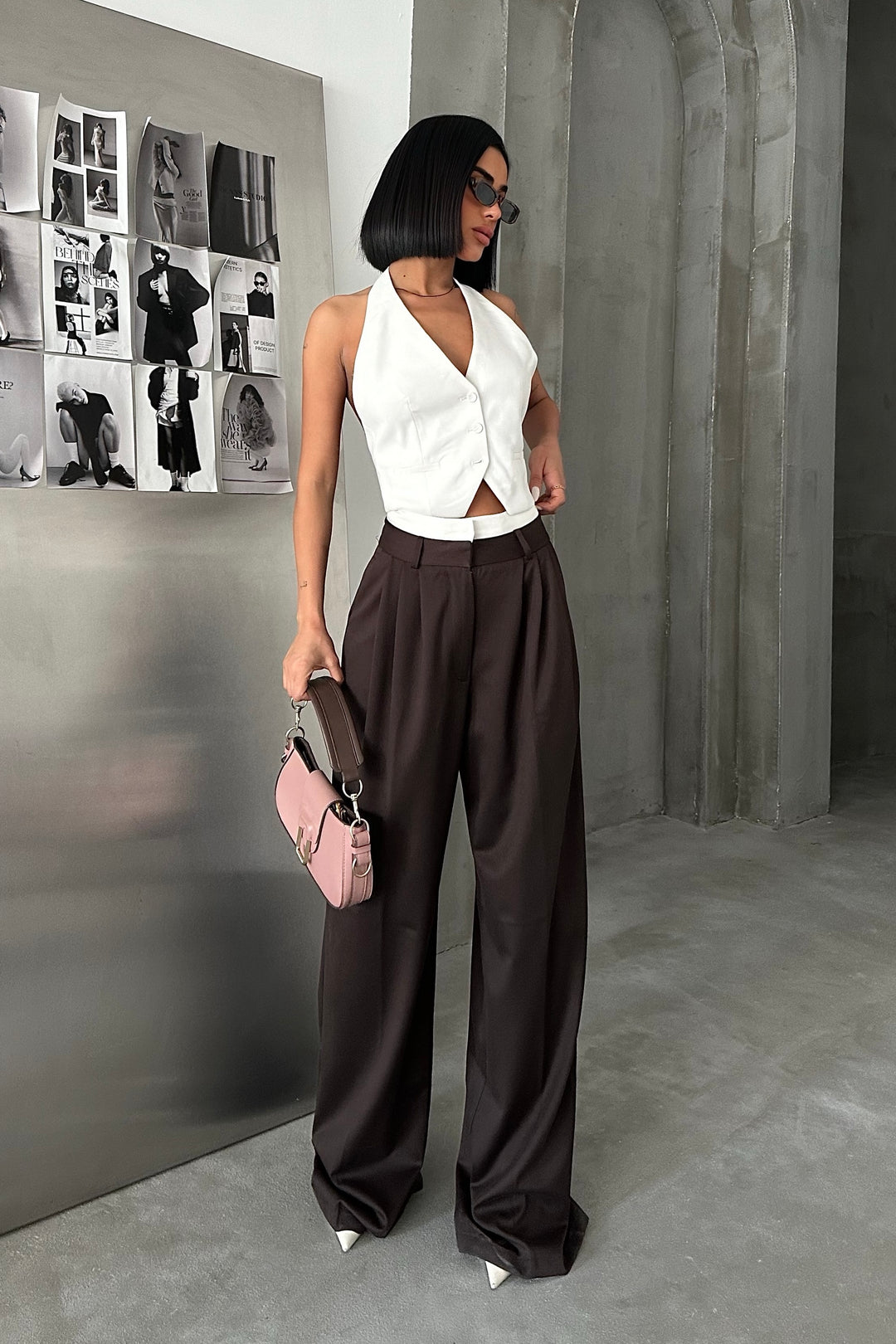 Pleated Wide-Leg Trousers