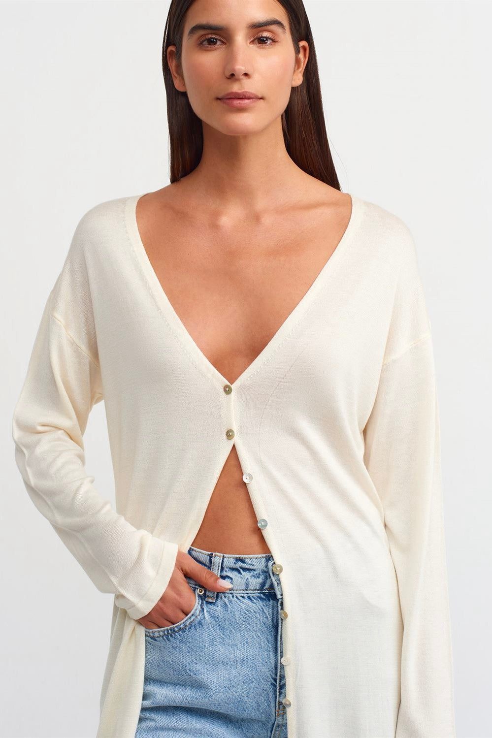 Bikini Over Long Cardigan