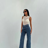 Cross-Button Flared Denim with Stitch Detailing