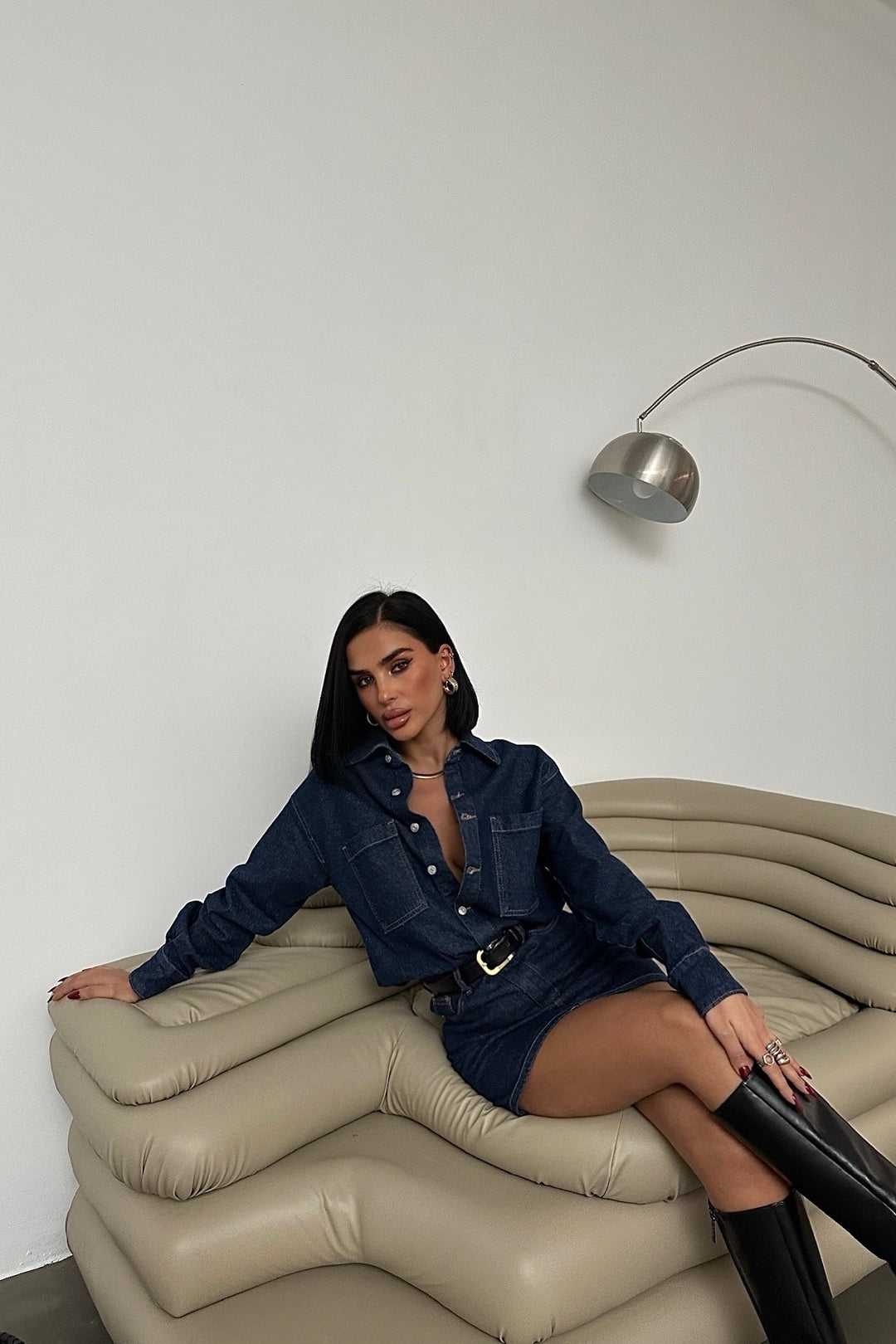 Denim Button Up Mini Dress