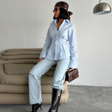 Pleated Waist Button-Up Shirt