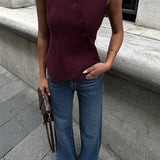 Raw Hem High-Waist Flared Jeans