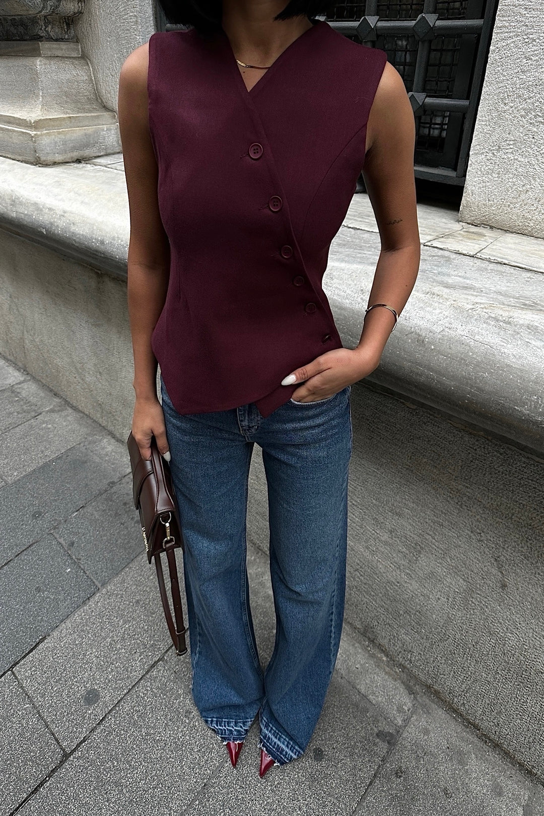Raw Hem High-Waist Flared Jeans