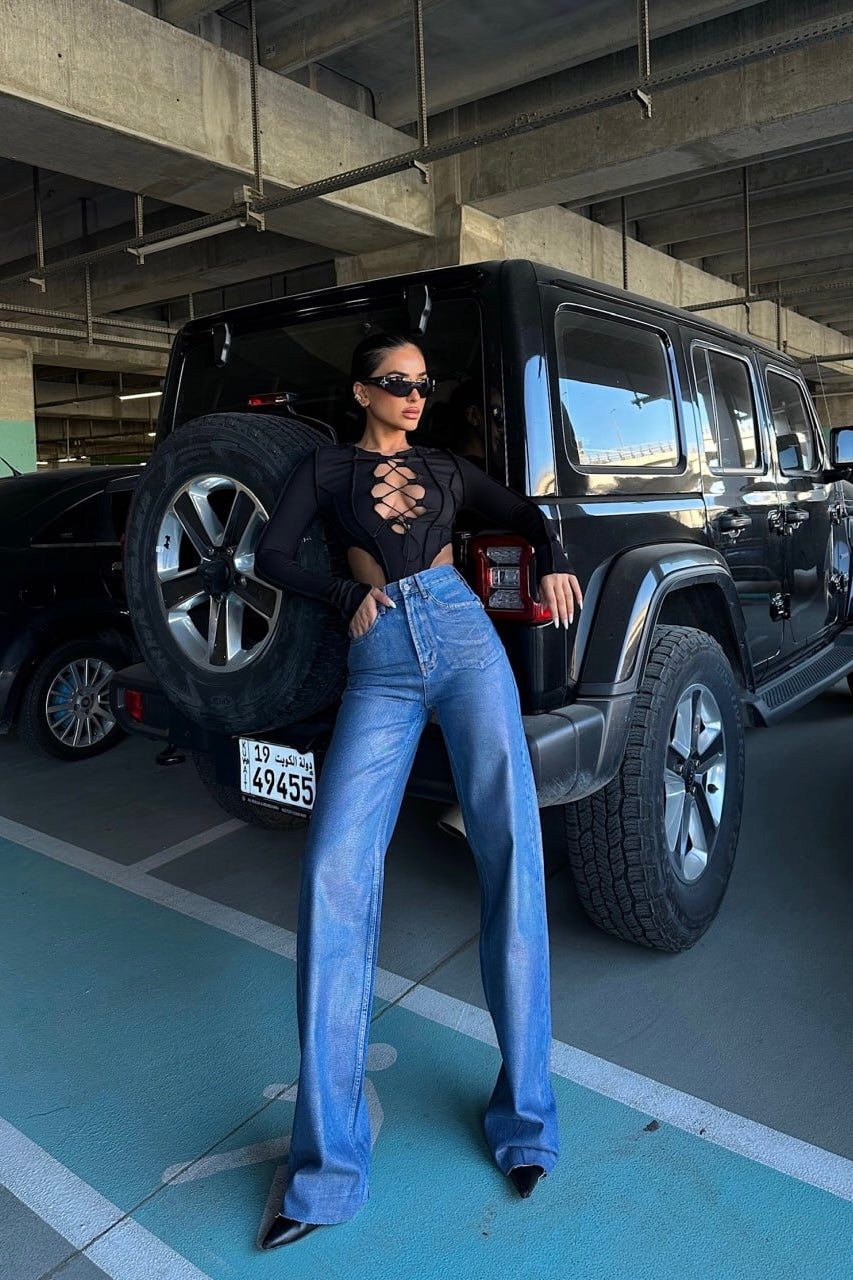 Metallic Wash Blue Jeans